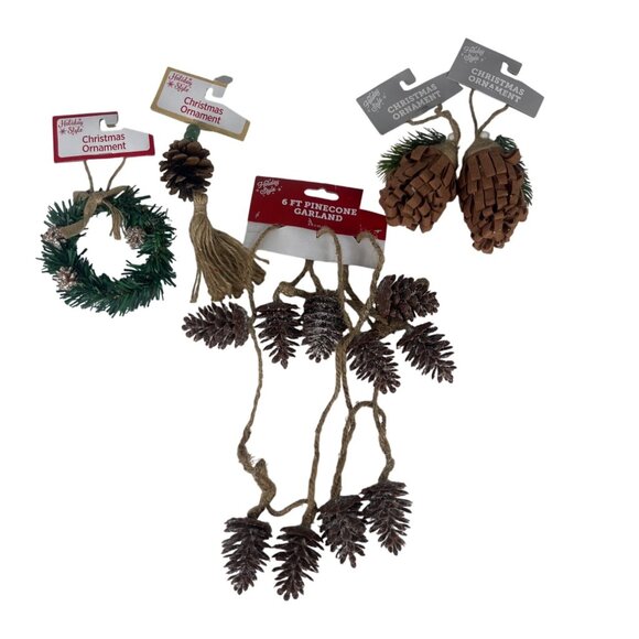 Holiday Style 6 Ft Pinecone Garland Rustic Christmas Ornaments Tree Decorations - Picture 1 of 9